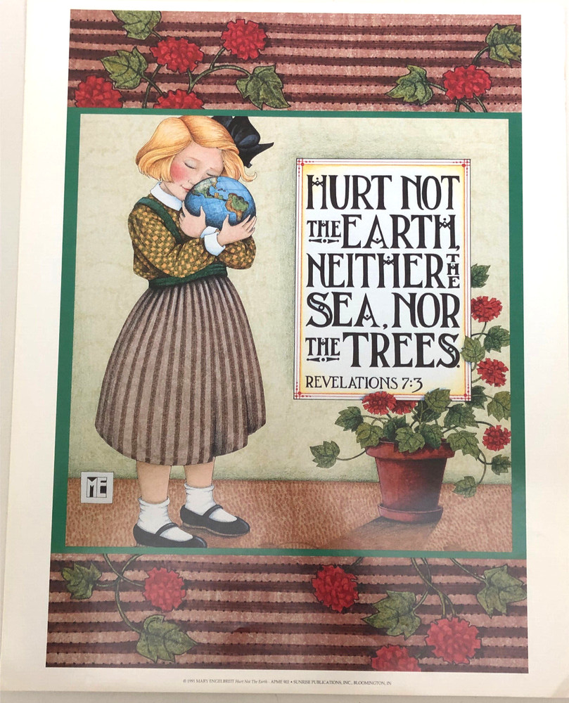 Vintage Mary Engelbreit Poster, Hurt Not The Earth, 16″x20″, 1991 Unframed