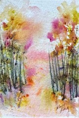 Original ACEO Watercolor Painting by Mary King – Spring Flower Garden