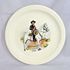 Vintage Hopalong Cassidy 9.5″ Dinner Plate -W.S. George – 1950’s Black Hat