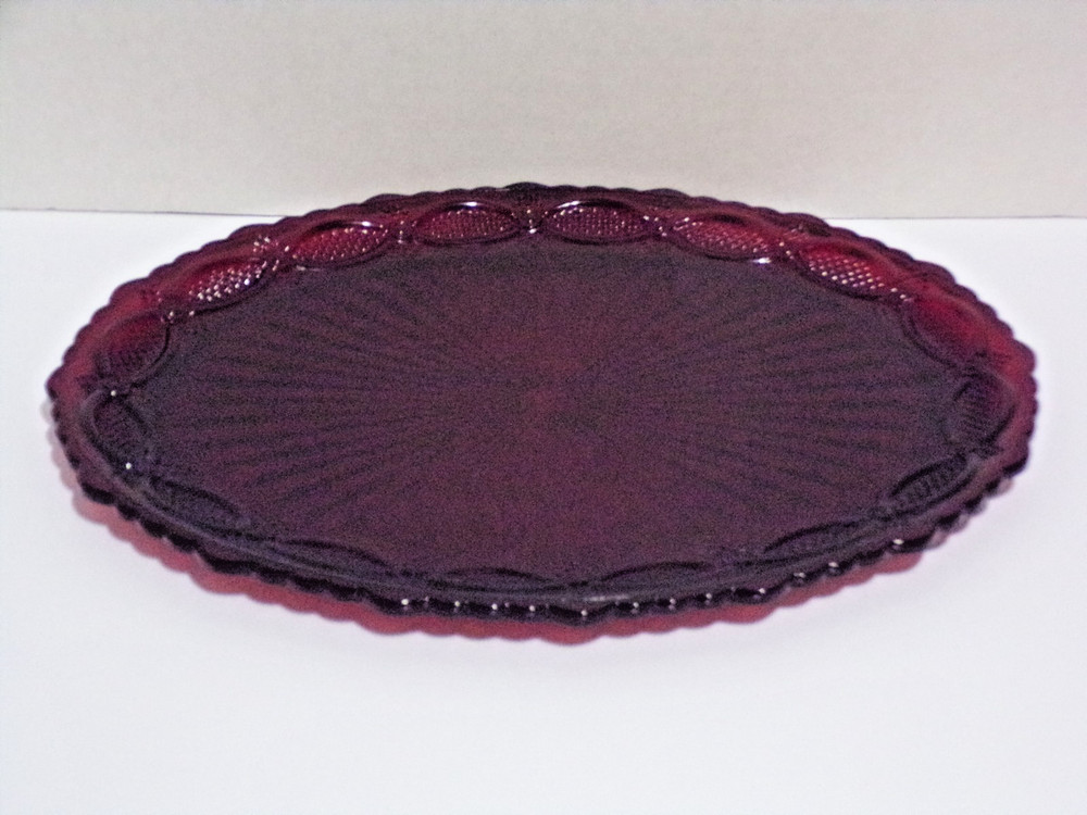 Avon 1876 Cape Cod Ruby Red Collection Large 13.5″ Oval Serving Platter Vintage