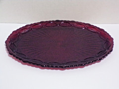 Avon 1876 Cape Cod Ruby Red Collection Large 13.5″ Oval Serving Platter Vintage