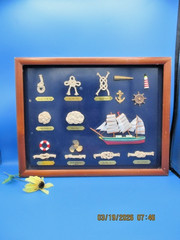 Nautical Wooden Framed Knot Display Featuring Collection of Rope Knots Ship