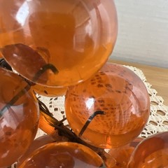 Vintage MCM Amber Orange Lucite Grape Cluster Large Driftwood Stem