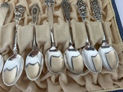 TH. Marthinsen Sterling Silver Assorted Demitasse Spoons Set of 12 Norway