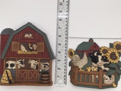 Vtg 1997 Home Interiors Farm Barn Animals Sunflowers Wall Hanging Art Decor