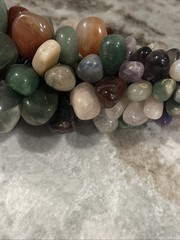 Stone Grape Cluster Leaf Polished Rose Quartz Jade Agate Multicolor VTG 6.50” In