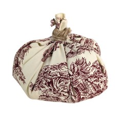 Folk Art Red Toile Fabric Stuffed Pumpkin 32″ Around Farmhouse French Country
