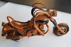 Wooden Motorcycle Model Handmade Chopper Collectible Sculpture Cycle 12″ 6″ 3″