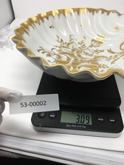 VTG Limoge France White W/Gold Floral Design 12-1/4″Clam Shell Shaped Bowl