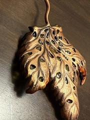 Gorgeous Vintage Rare Jay Strongwater Metal Enamel Leaf with Crystals