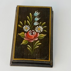 Handmade Tole Art Note Pad Holder and Brush from Switzerland