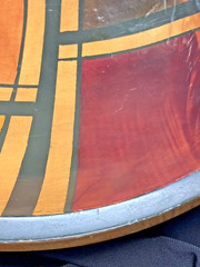 Vintage Colombian Wooden Bowl Hand-Painted Geometric Design 11.5″ Diameter