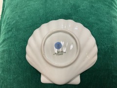 Vtg Marked Limoges France Porcelain Shell Shaped Dish w Butterflies + 22 K Gold