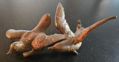 Vintage Gilt Painted Cast Metal Birds, Decorative Elements
