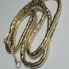 48″ Brutalist Articulated Necklace Modernist Gold Metal Snake Coil Necklace