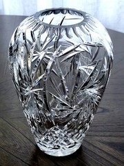 GORGEOUS VINTAGE 1950’s VAL St. LAMBERT CLEAR CUT HOBSTAR HEAVY CRYSTAL VASE