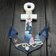1PC New Anchor Maritime Decoration Wood Wall Hanging Hook Ship Sailboat Gift US