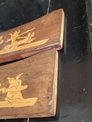Vtg Marquetry Inlay Wooden Stand Greco Roman Mythology Art Display Base Cherub