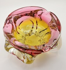 Gorgeous Bohemian Joseph Hospodka for Chribska Glassworks Art Glass Heavy Dish