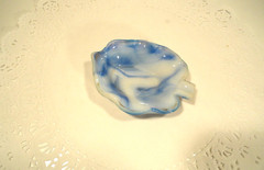 Vintage Akro Agate Blue Leaf Trinket Dish #245