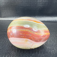 Hand Carved Italian Marble Stone Multicolored Swirl Heavy Egg Paperweight VTG