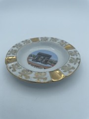 Limoges France Trinket Ashtray White with Gold Floral Design- Arc De Triomphe