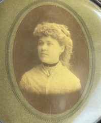 Antique 7.25″ Victorian – Edwardian Portrait Photo Button Wall Art 1800s Clarke