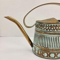 VTG Metal Copper Watering Can Decor Green Verdigris Teal Patina 0.5 Gal 12″