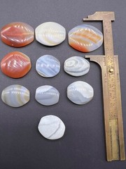 Lot Of 10 Sulemani Ancient Agate Black Dark Grey Creamy Agate Beads Top Patina