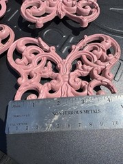 Vintage HOMCO Set of 2 Butterflies Mauve Pink Rattan Butterfly Wall Art Decor