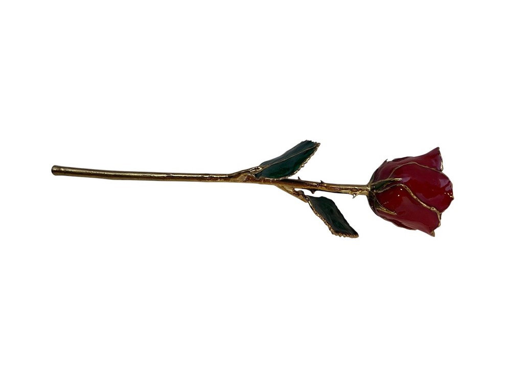 24K Gold Dipped Red Forever Rose Preserved Flower w/ Original Box Romantic