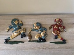 Vintage Homco Sexton 1970s Cast Aluminum Football Set of 3 Wall Hanging Plaques