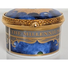 Royal Worcester Millennium 2000 Trinket Box Celestial Constellation Blue Gold