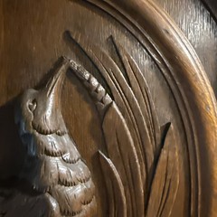 Antique French Hand Carved Oak Bird Relief Wall Panel Plaque Game Bird 21″