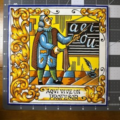 Spanish Ceramic Tile Aqui Vive Un Profesor Square