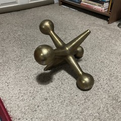 LARGE POLISHED METAL JACK DECORATIVE STATUE/DECOR, BOOKEND, Modernist 15.5 X9”
