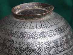 Antique islamic Tinned Copper Bowl 19th Afghanistan antik schale schüssel No:14