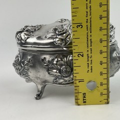 Vintage J.B. Signifies The Best Art Nouveau Silver plate Floral Trinket Box