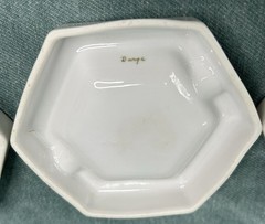 Vintage Porcelain Trinket Box Heart Set Miniatures Ashtrays Hand Painted Signed