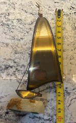 Handcrafted John DeMott Brass Sailboat on Onyx? Base Nautical Sculpture Ocean