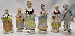 6 Vintage Occupied Japan Figurines Woman Hand Painted Victorian/Edwardian