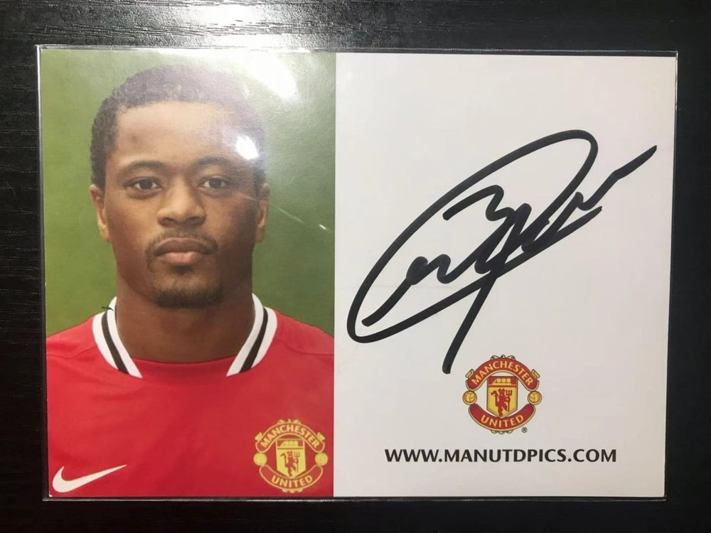 Patrice Evra Manchester United Hand Signed Club Card Autograph Photo