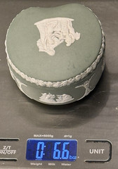 Wedgwood Sage Green Jasperware Lot Heart Trinket Box Tray Plate Set Vintage 2pc