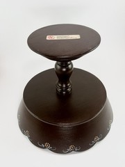 Vintage Norwegian Hand Painted Wood Rosemaling Fruit Bowl Pedestal