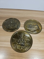Lot Of 3 Vintage Decorative Brass Plates All Made In England