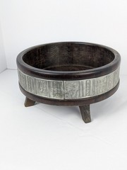 Norwegian Wooden Ale Bowl Norway Viking Vessel Trinket Candle Tray Metal Stamped