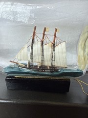 Vintage 3 Masted Schooner Ships In A Bottle Impressed Cork Seal John Madison