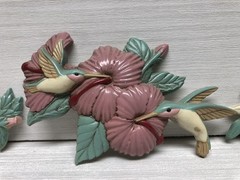Vintage Set of 3 Hummingbirds Plastic Wall Hanging Decor Made in USA Burwood
