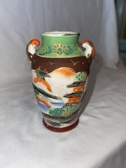 Antique Moriage Hand Painted Ceramic Vase – Made in Japan 5” Fun