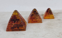 3 UNIQUE PHARAONIC ANCIENT EGYPTIAN Pyramids Statues Amber Stone Statues (AF)
